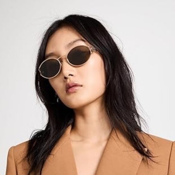 Miu Miu Women Sunglasses Brass Gold Dark Brown Oval MU52YS 7OE01T BRAND NEW